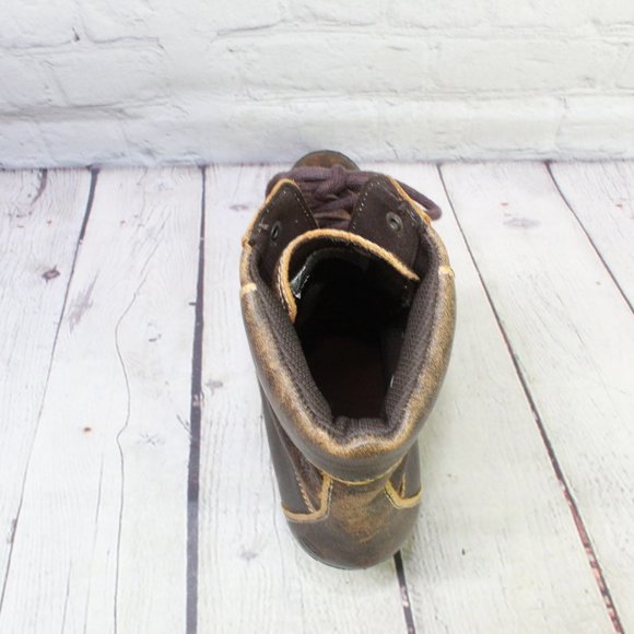 TIMBERLAND Brown Leather Chunky Heel Lace Up Winter Boots Size 7.5 M - Picture 7 of 10